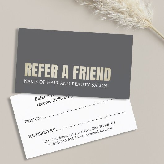 Cool Elegant Grijs Golden Beauty Salon Aanbevelingskaartje