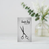 Cool Elegant Grijs Zwart Schaar Haarstylist Visitekaartje (Staand voorkant)