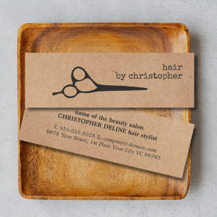 Cool Elegant Kraft Paper Black Scissor Haarstylist Mini Visitekaartje