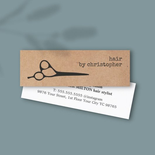 Cool Elegant Kraft Paper Black Scissor Haarstylist Mini Visitekaartje