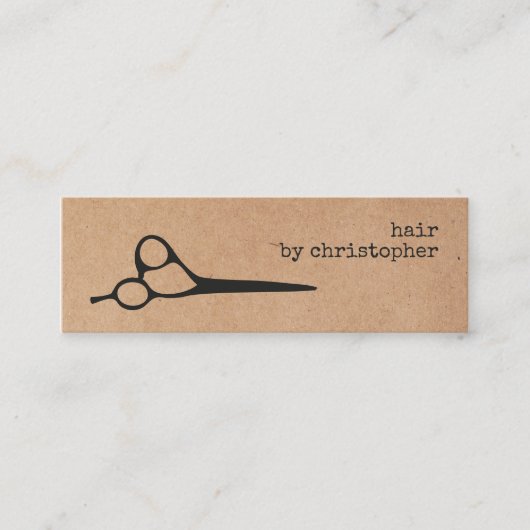 Cool Elegant Kraft Paper Black Scissor Haarstylist Mini Visitekaartje (Voorkant)