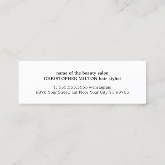 Cool Elegant Kraft Paper Black Scissor Haarstylist Mini Visitekaartje (Achterkant)