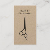 Cool Elegant Kraft Paper Black Scissor Haarstylist Visitekaartje (Voorkant)