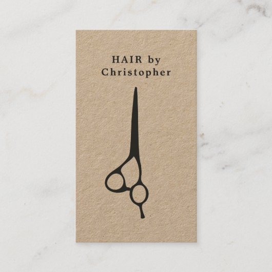 Cool Elegant Kraft Paper Black Scissor Haarstylist Visitekaartje (Voorkant)