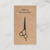 Cool Elegant Kraft Paper Black Scissor Haarstylist Visitekaartje (Voorkant)