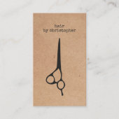 Cool Elegant Kraft Paper Black Scissor Haarstylist Visitekaartje (Voorkant)