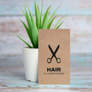 Cool Elegant Kraft Paper Black Scissor Haarstylist Visitekaartje