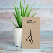 Cool Elegant Kraft Paper Black Scissor Haarstylist Visitekaartje