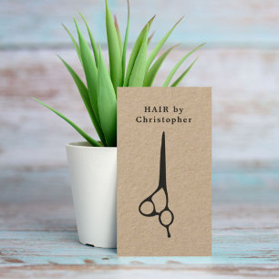 Cool Elegant Kraft Paper Black Scissor Haarstylist Visitekaartje