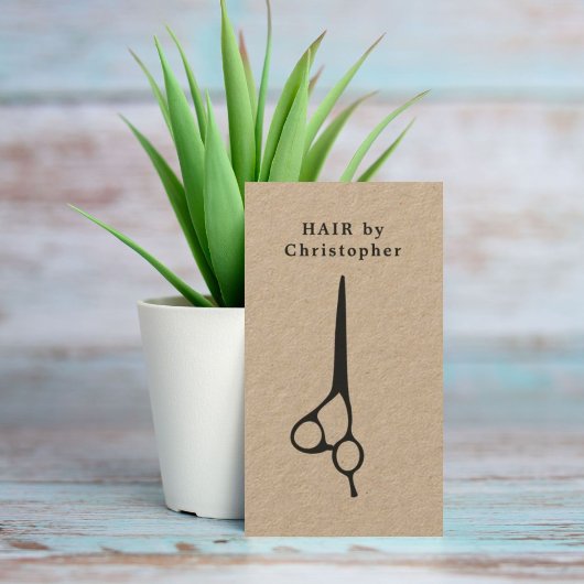 Cool Elegant Kraft Paper Black Scissor Haarstylist Visitekaartje