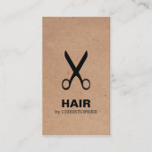 Cool Elegant Kraft Paper Black Scissor Haarstylist Visitekaartje (Voorkant)