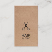 Cool Elegant Kraft Paper Black Scissor Haarstylist Visitekaartje (Voorkant)