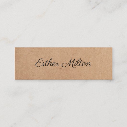 Cool Elegant Kraft Paper Handwriting Consultant Mini Visitekaartje (Voorkant)