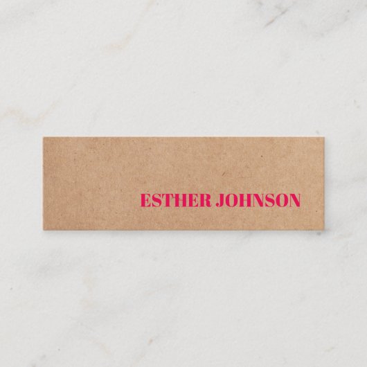 Cool Elegant Kraft Paper Roze Consultant Mini Visitekaartje (Voorkant)
