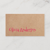 Cool Elegant Kraft Paper Roze Consultant Visitekaartje (Voorkant)