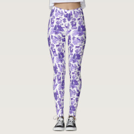 Cool Elegant Periwinkle Blue Deer French Toile Leggings