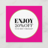 Cool Elegant Roze Roos Gouden Witte Cirkel Salon Kortingskaartje (Voorkant)