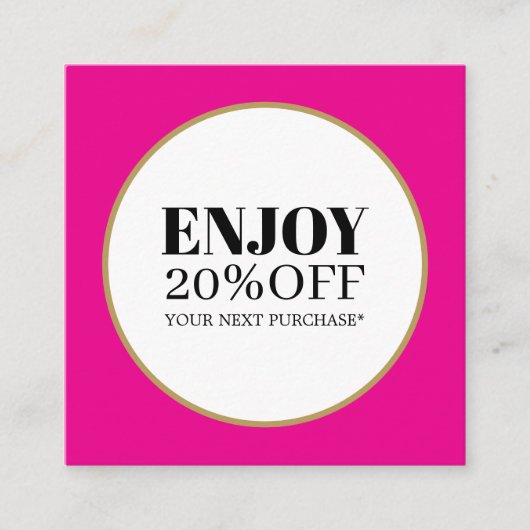 Cool Elegant Roze Roos Gouden Witte Cirkel Salon Kortingskaartje (Voorkant)