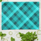 Cool Elegant Turquoise geruite keukenhanddoek (Gevouwen)