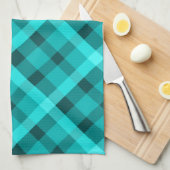 Cool Elegant Turquoise geruite keukenhanddoek (Quarter Fold)