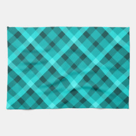 Cool Elegant Turquoise geruite keukenhanddoek