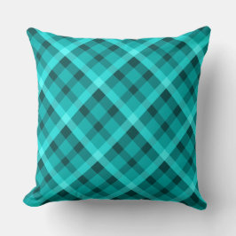 Cool Elegant Turquoise Plaid Groot Sierkussen