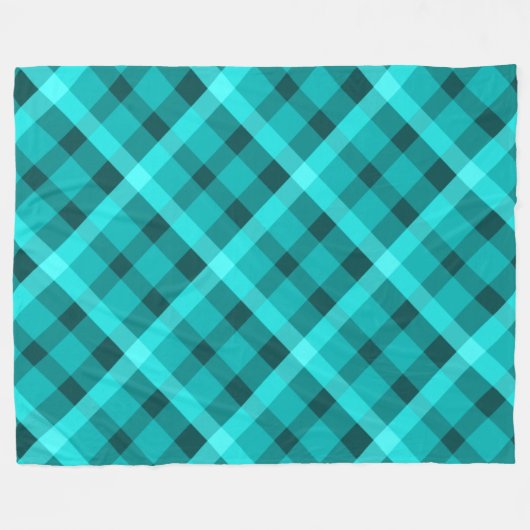Cool Elegant Turquoise Plaid Grote Fleece Deken (Voorkant (Horizontaal))