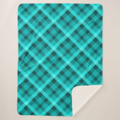 Cool Elegant Turquoise Plaid Grote Sherpa Deken (Voorkant)