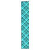 Cool Elegant Turquoise Plaid Grote Tafelloper (Voorkant)