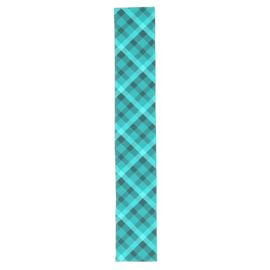 Cool Elegant Turquoise Plaid Grote Tafelloper (Voorkant)