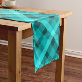 Cool Elegant Turquoise Plaid Grote Tafelloper