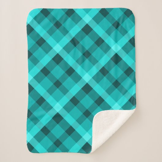 Cool Elegant Turquoise Plaid Kleine Sherpa Deken (Voorkant)