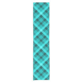 Cool Elegant Turquoise Plaid Kleine Tafelloper (Voorkant)