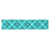 Cool Elegant Turquoise Plaid Kleine Tafelloper (Horizontaal)