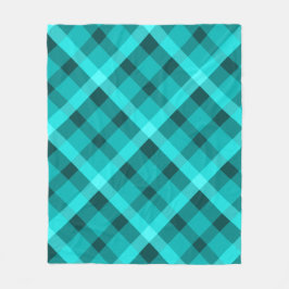 Cool Elegant Turquoise Plaid Medium Fleece Deken