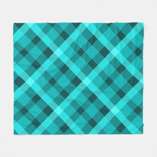 Cool Elegant Turquoise Plaid Medium Fleece Deken (Voorkant (Horizontaal))