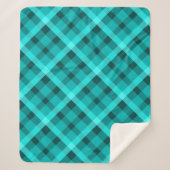 Cool Elegant Turquoise Plaid Medium Sherpa Deken (Voorkant)