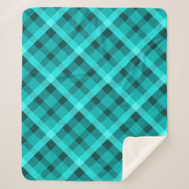 Cool Elegant Turquoise Plaid Medium Sherpa Deken