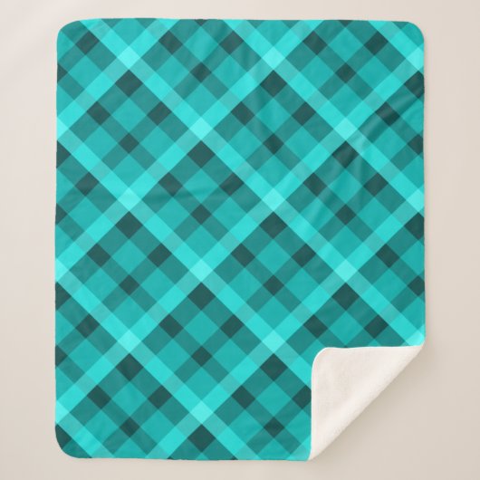 Cool Elegant Turquoise Plaid Medium Sherpa Deken (Voorkant)
