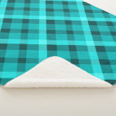 Cool Elegant Turquoise Plaid Medium Sherpa Deken (3/4)