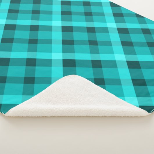 Cool Elegant Turquoise Plaid Medium Sherpa Deken (3/4)