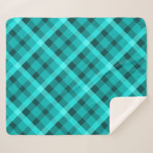 Cool Elegant Turquoise Plaid Medium Sherpa Deken (Voorkant (horizontaal))