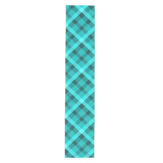Cool Elegant Turquoise Plaid Medium Tafelloper (Voorkant)