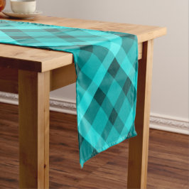Cool Elegant Turquoise Plaid Medium Tafelloper