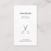 Cool Elegant Wit Faux Zilver Schaar Haar Visitekaartje (Voorkant)