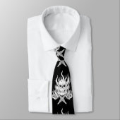 Cool elegant zwarte witte tribale tattoo schedel stropdas (Gebonden)