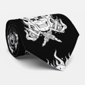 Cool elegant zwarte witte tribale tattoo schedel stropdas (Opgerold)
