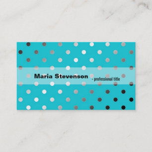 Cool, elegante glanzende aquablauwe polka stippen visitekaartje