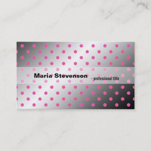 Cool, elegante glanzende roze en grijze polka stip visitekaartje