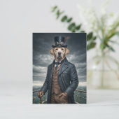Cool Elegante Victoriaans Steampunk Labrador Dog A Briefkaart (Staand voorkant)